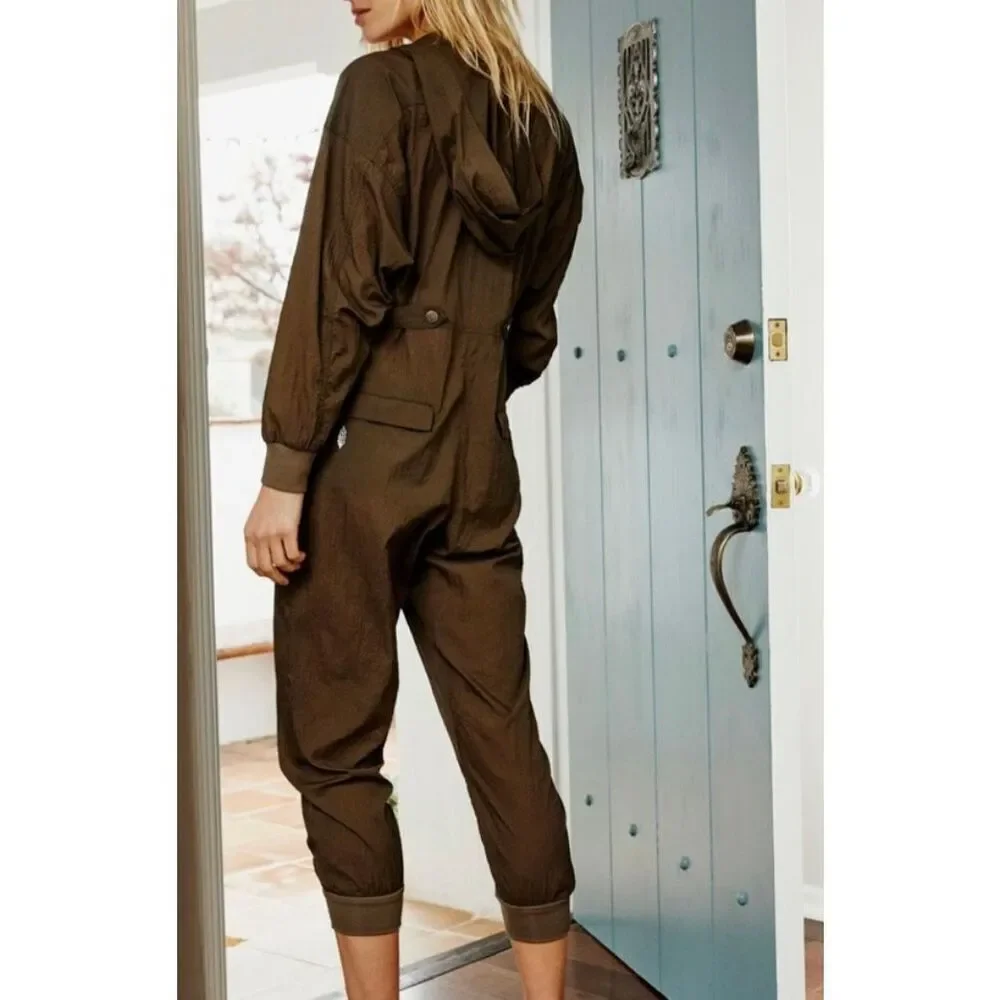 NWOT Free People Speak My Language Army Green Runsie Jumpsuit Romper Women’s XS